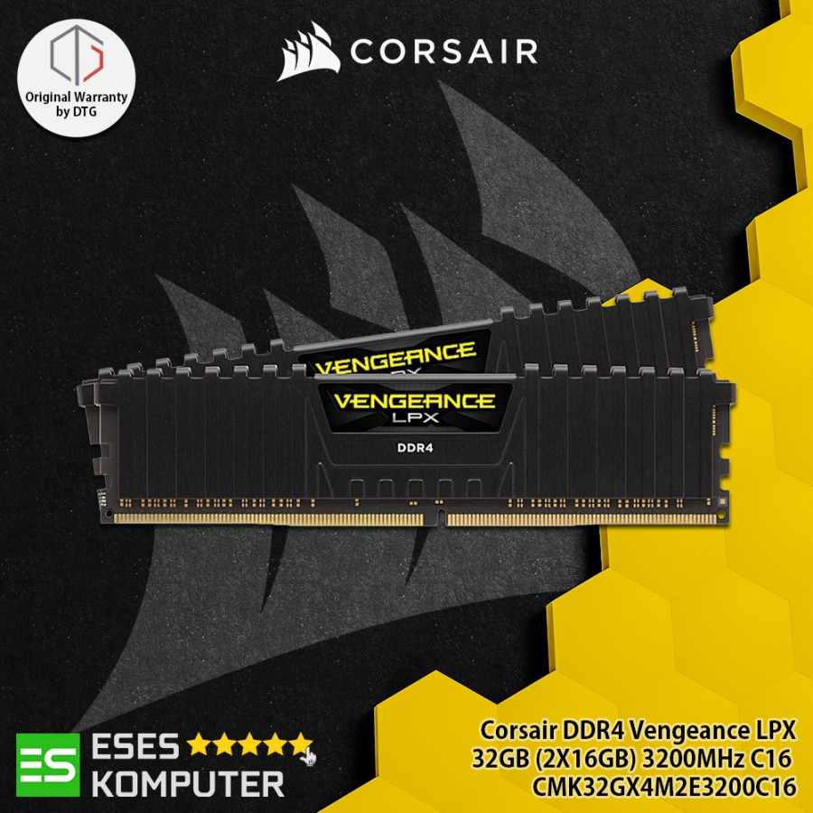 RAM Corsair Vengeance LPX 32GB 2x16GB DDR4 3200MHz CMK32GX4M2E3200C16