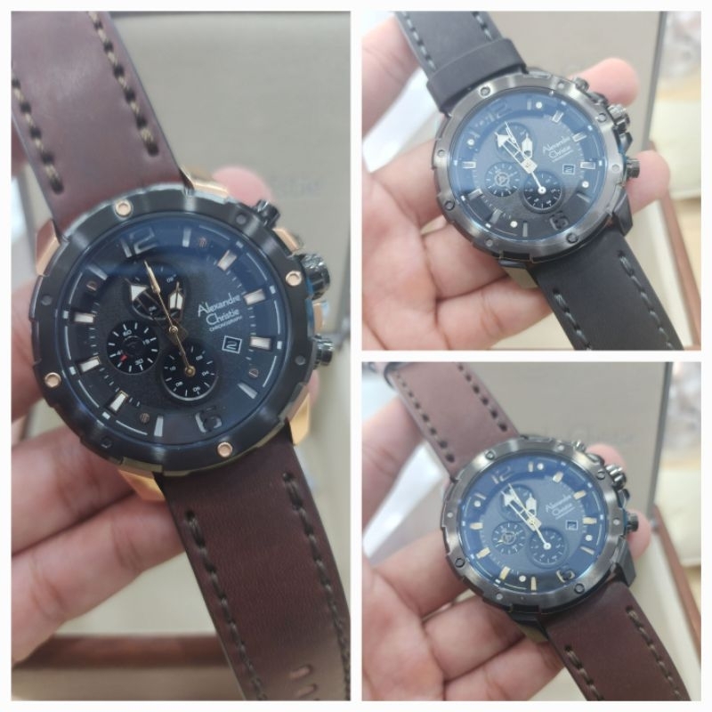 jam tangan alexandre christie ac6410 man leather 6410 original garansi resmi