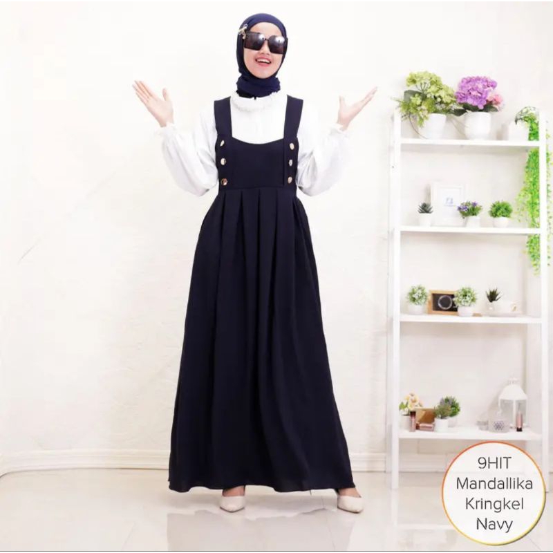 Overall Dress Mandallika_ Cringkle Airflow Bisa COD ( ORI)