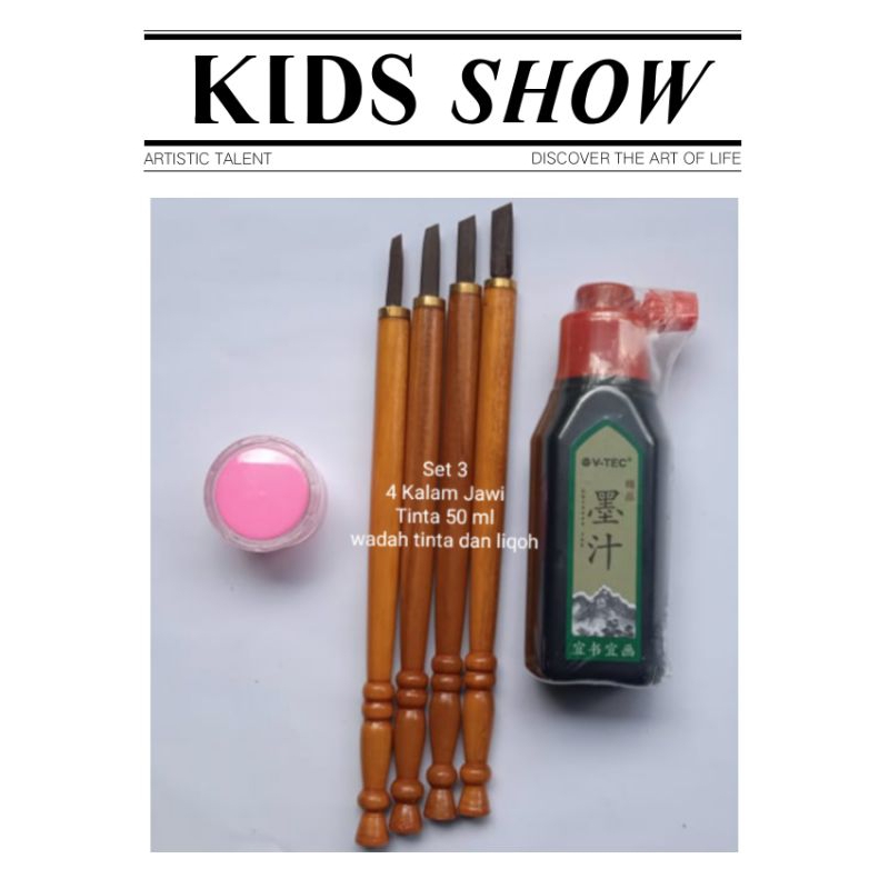 

Alat Tulis Kaligrafi Profesional Set (Kalam jawi,Tinta v tec 50 ml,Wadah tinta mika premium)
