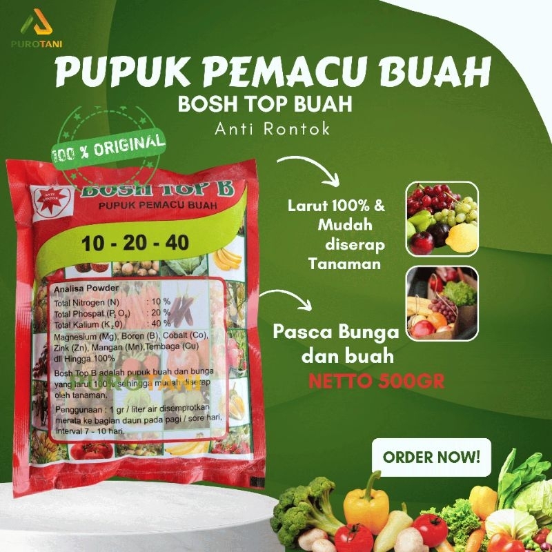 BOSH TOP B 10-20-50 PUPUK PEMACU BUAH 500GR