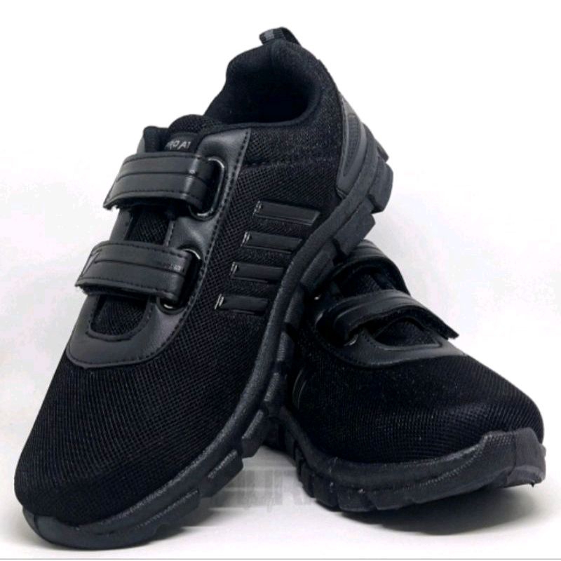 Sepatu Sekolah Pro ATT Cowok/Cewek Hitam Tanpa Tali