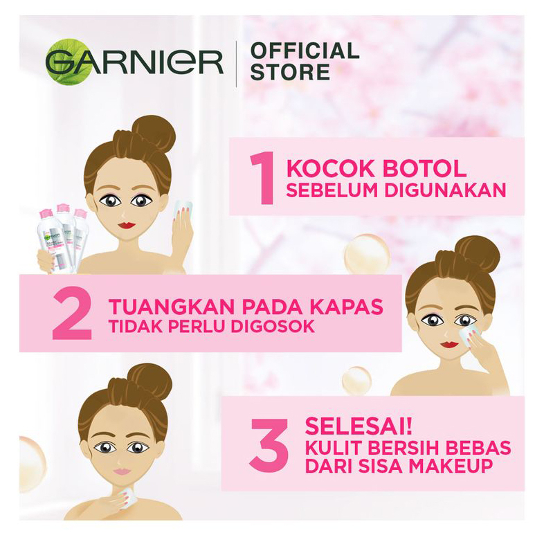 GARNIER Micellar Cleansing Water Pink Pembersih Make up 125ml