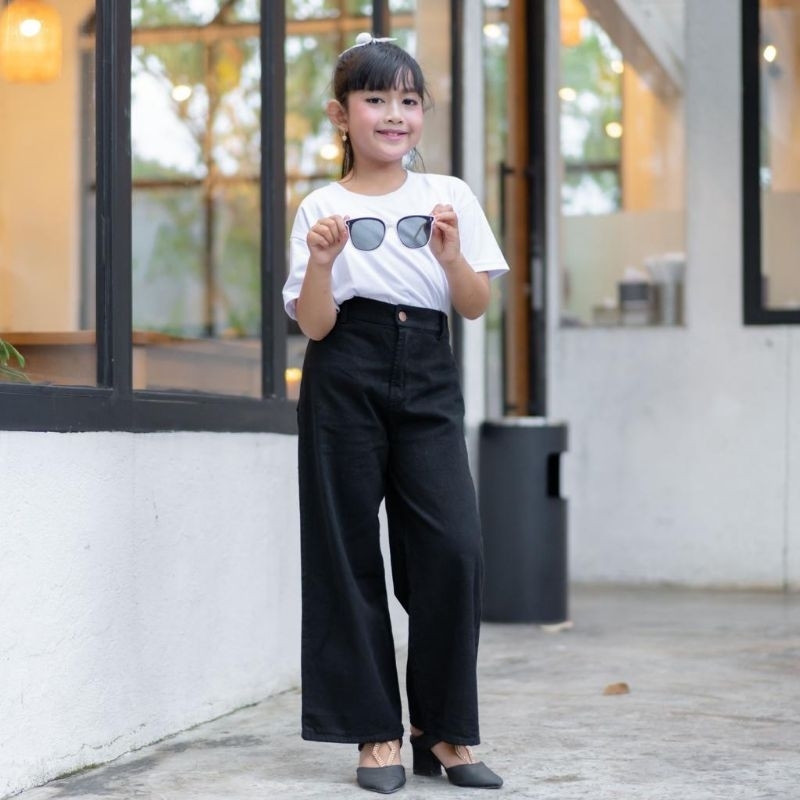Mozza kids cullote jeans Kulot Panjang Anak Perempuan//celana Jeans Bordir Usia  7-12tahun
