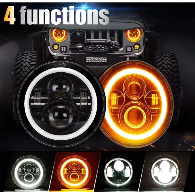Lampu Daymaker / Lampu Sorot 7Inch 4Led Yellow-White Mobil Jeep Katana Kijang Truk PNP