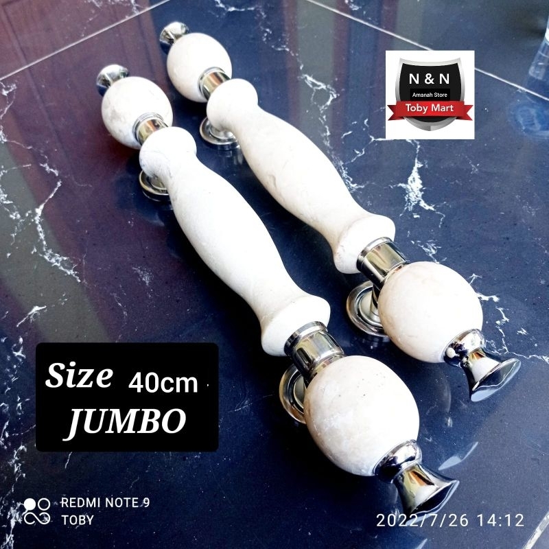 JUMBO / HANDEL pintu rumah marmer - Pegangan pintu rumah stenlis Batu Marmer 40cm