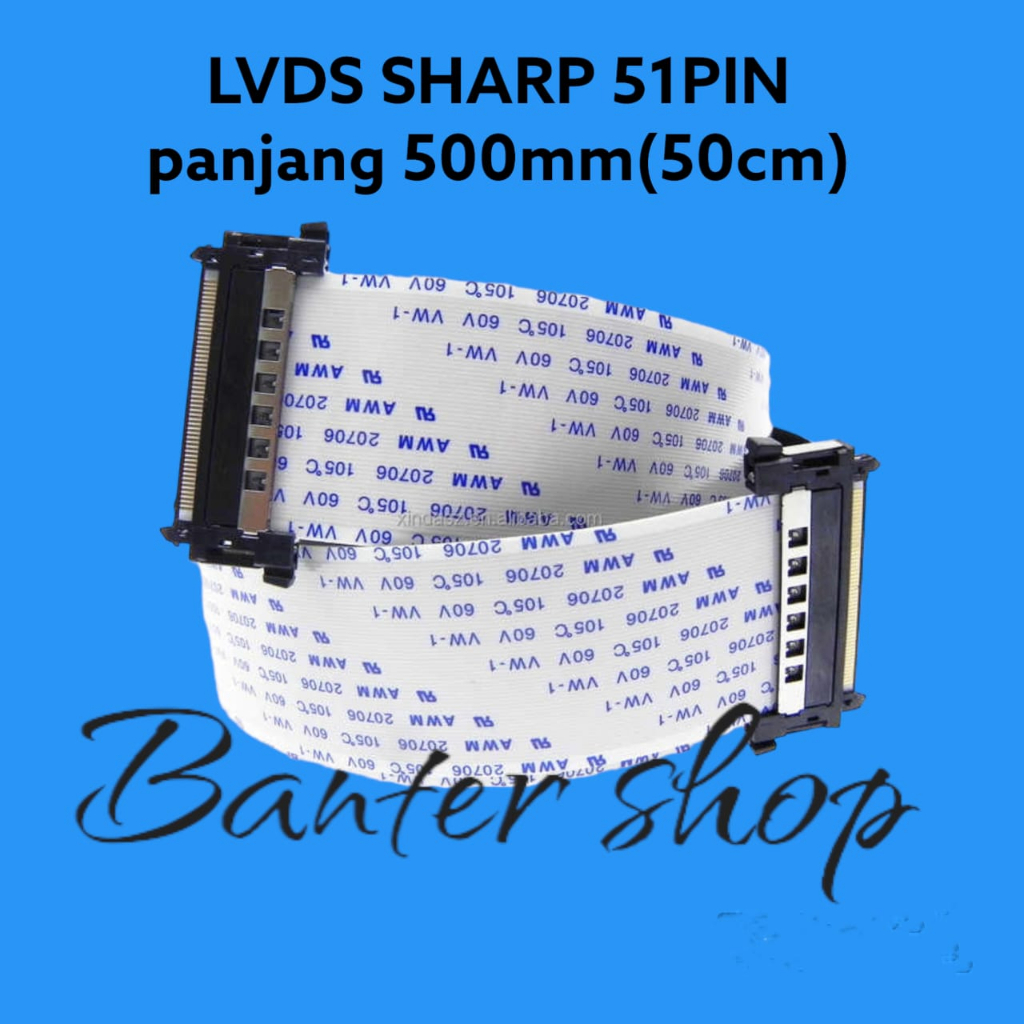 kabel lvds 51pin fhd fleksibel lvds 51pin panjang 50cm KABEL FLEXIBLE LVDS TV SHARP 40 INCH