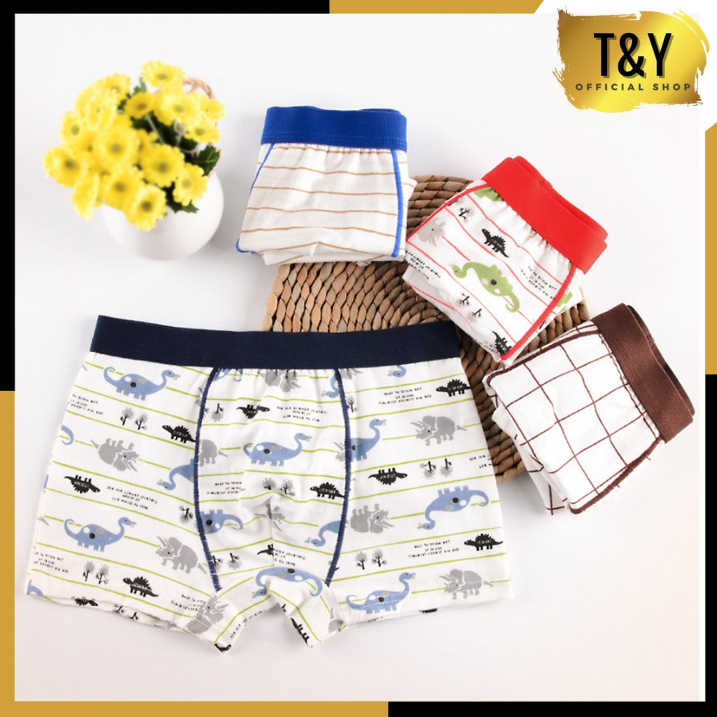 T&amp;Y Celana Dalam Boxer Anak Motif Kartun Dino Roket Kode 6769 Sempak Anak Bahan Katun Cd Pria Underwear Impor Murah