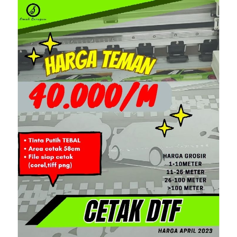 CETAK DTF METERAN/SABLON DIGITAL/JASA SABLON DTF AREA 58CM