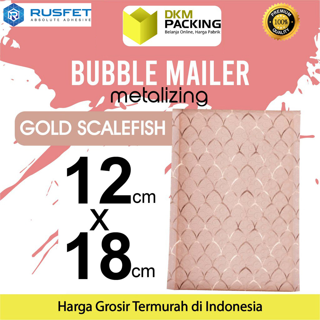 AMPLOP BUBBLE WRAP ROSE GOLD SCALEFISH 12x18cm RUSFET ENVELOPE BUBBLE BAG MAILER PREMIUM TERMURAH / 