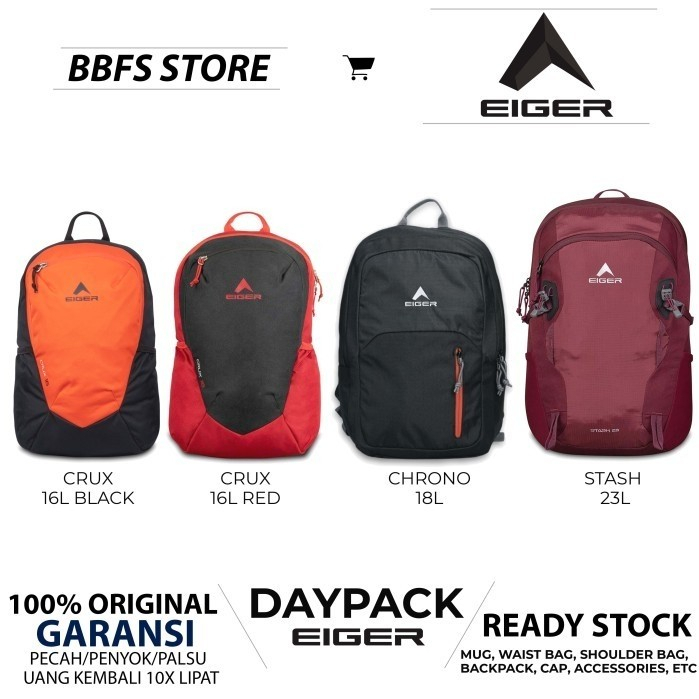 EIGER1989 ORIGINAL CHRONO 18 CRUX 16 DAYPACK GARANSI TAS BACKPACK Tas Ransel Pria