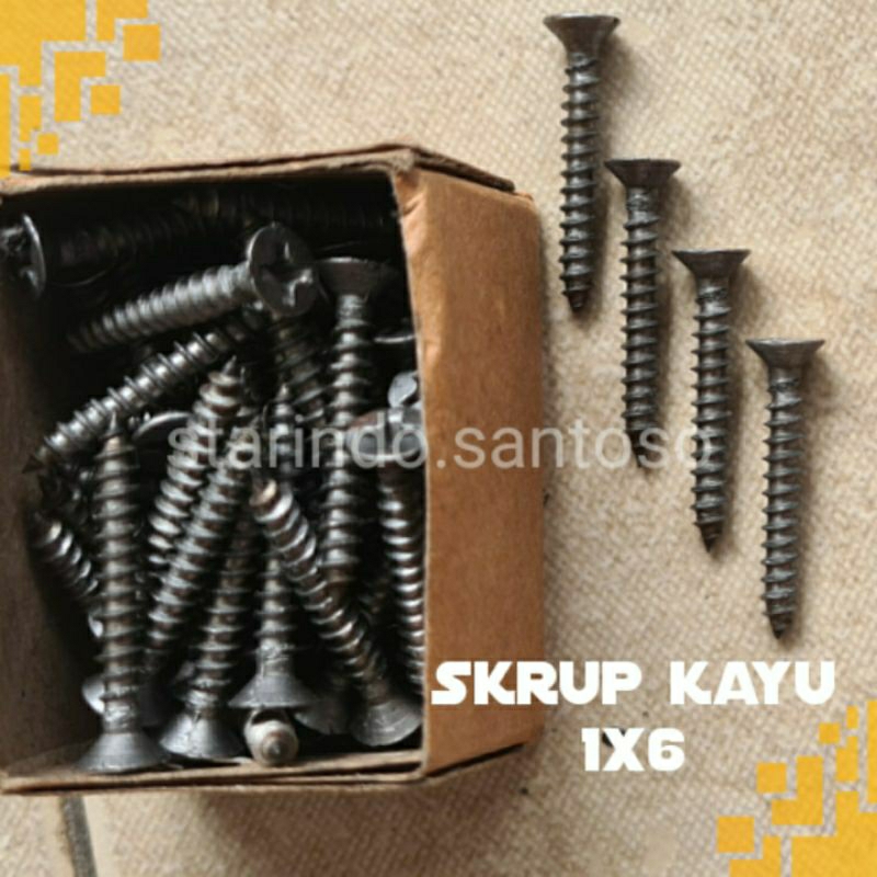 Skrup kayu ukuran 1x6 dan 3/4x6 sekrup material