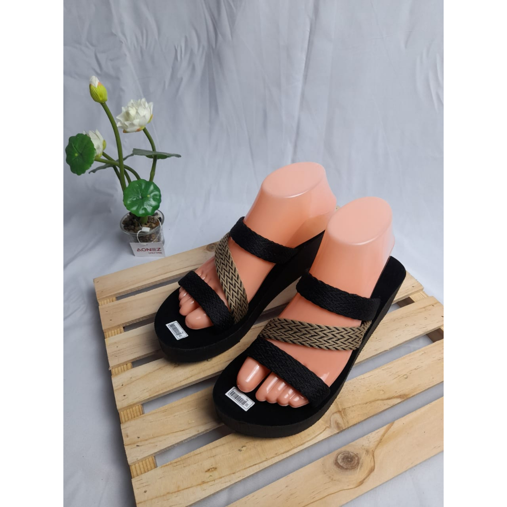 SANDAL WEDGES WANITA SLOP KOMBINASI