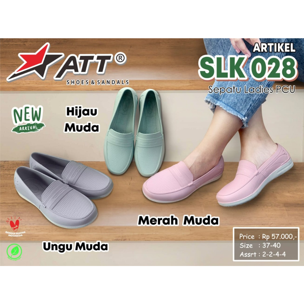 ATT SLK 028 - Sepatu Slip On Wanita dan Remaja Putri Bahan Karet