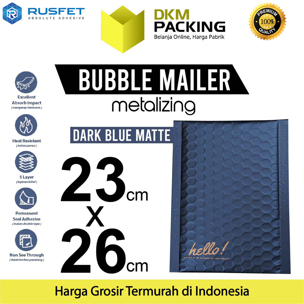 AMPLOP BUBBLE WRAP BLUE DARK 23x26cm RUSFET BIRU ENVELOPE BUBBLE BAG MAILER PREMIUM TERMURAH / SATUA