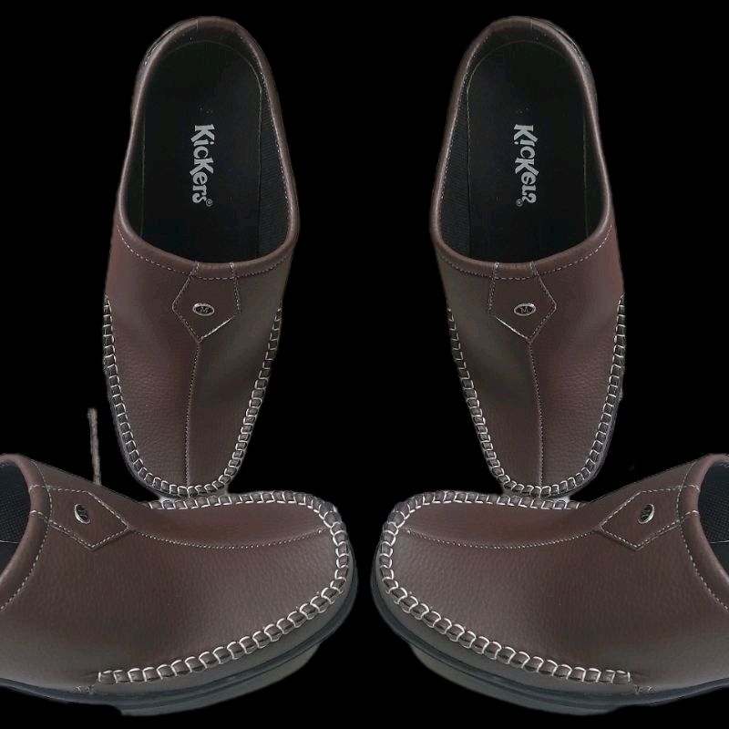 sepatu slop coklat rajut kancing // sepatu slop pria terkini //sepatu slop formal.