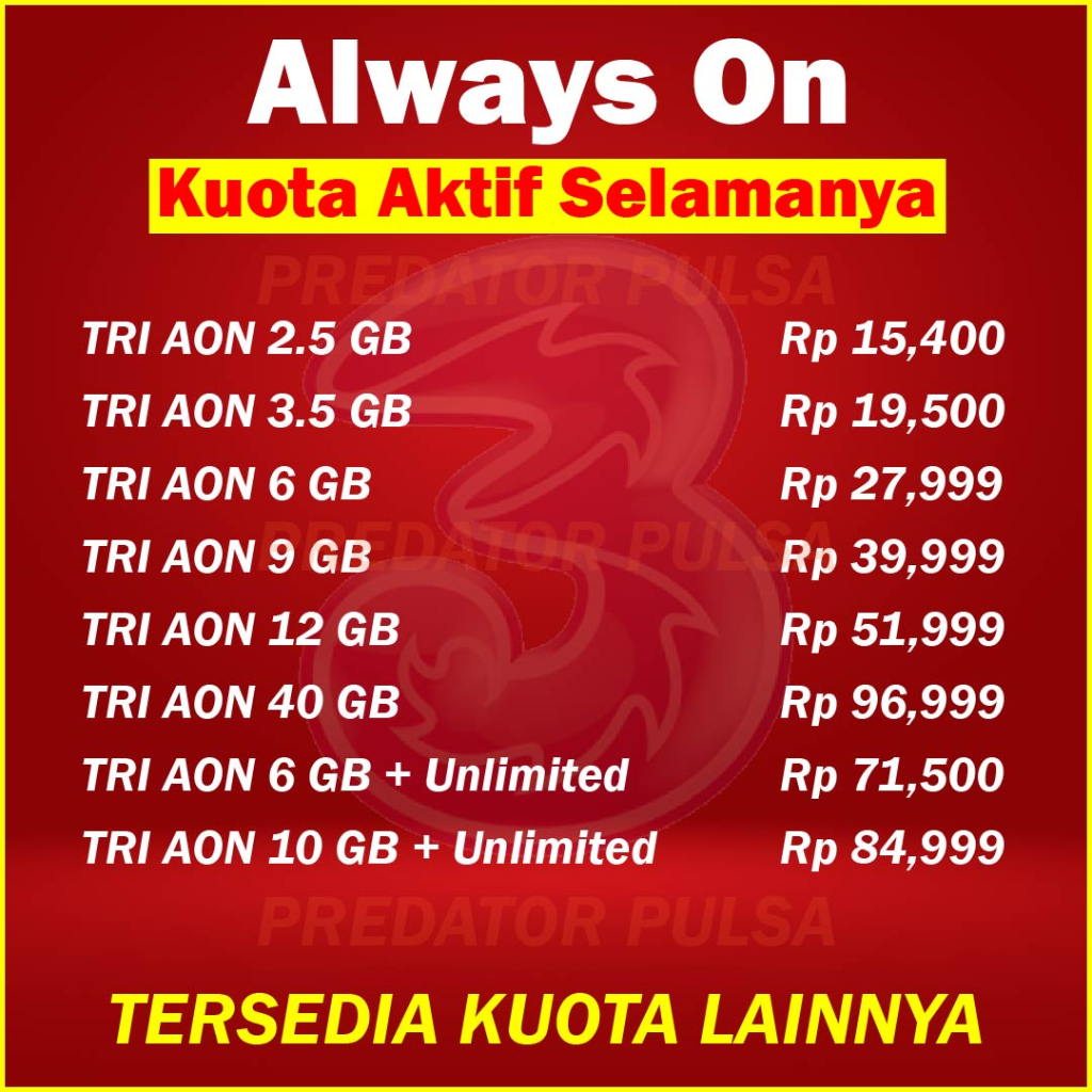 TRI AON 40GB 12GB 9GB 6GB 3.5GB 2.5GB Unlimited