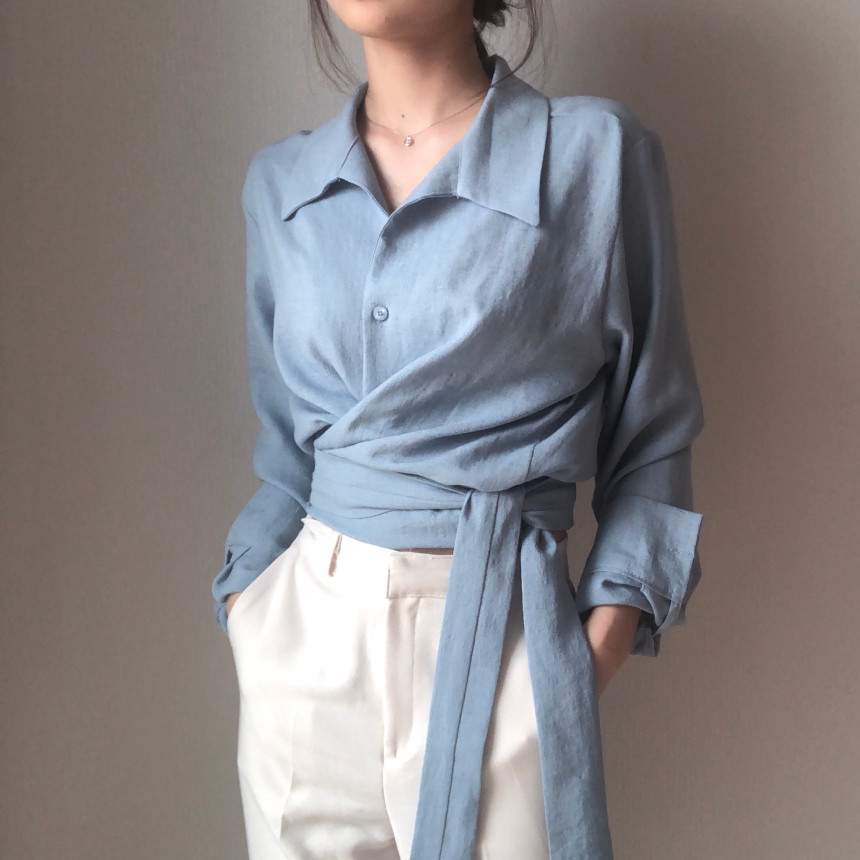 XIAOZHAINV Korea Kemeja Blouse Wanita Casual Lengan Panjang Baju Tunik Crop Top 0728