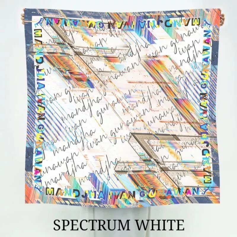 MANDJHA Spectrum White Scarf By IVAN GUNAWAN - Jilbab Hijab Segi Empat Voal Original
