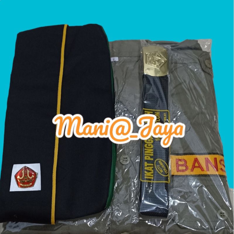 SERAGAM PDH BANSER PLUS SABUK DAN TOPI MUT PLUS PIN