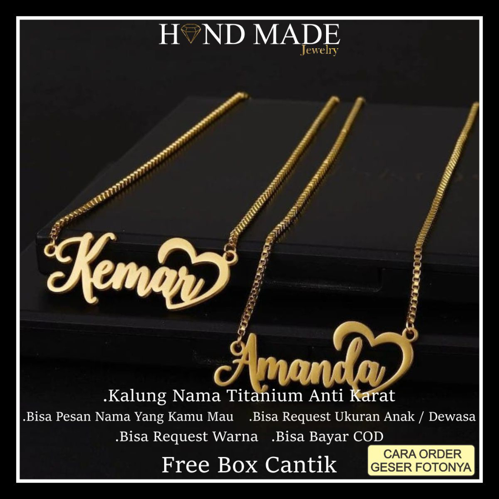 kalung nama titanium anti karat anak dewasa kalungnama aksesoris wanita necklace titanium aksesoris fashion