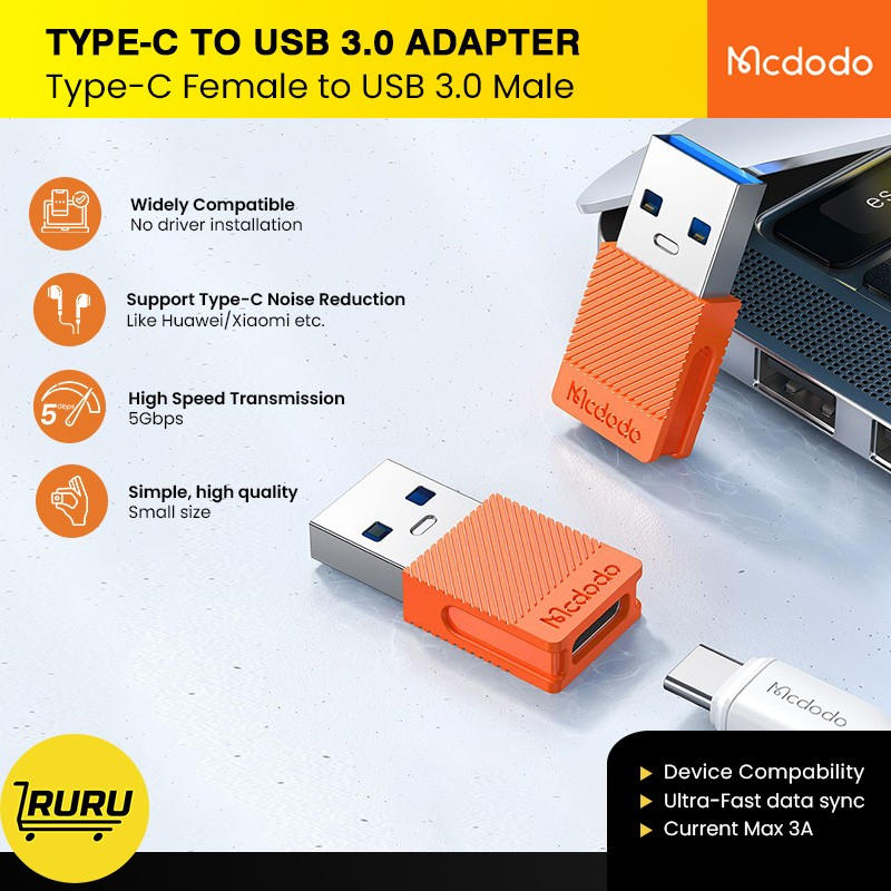 MCDODO Converter Adapter USB Type C Female To USB A Port Male