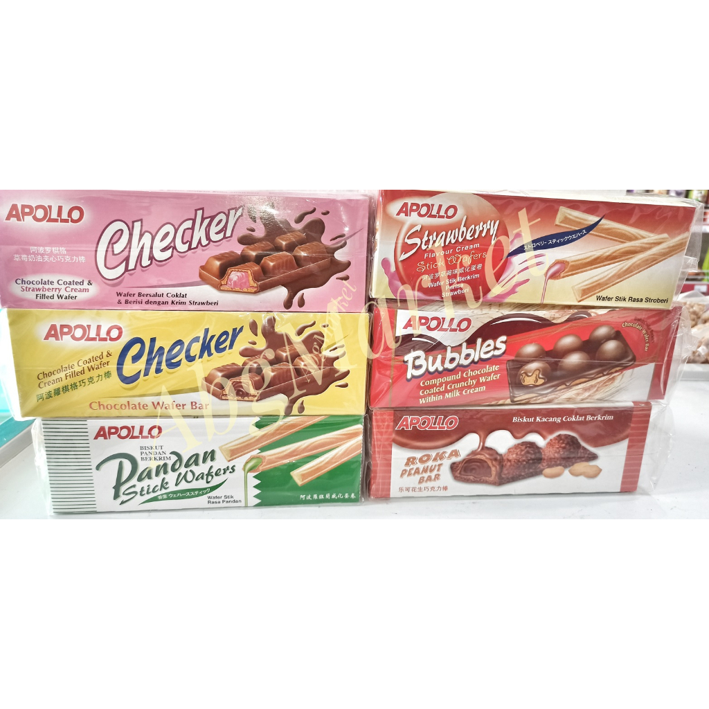 

Apollo Stick Coklat/ Strawberry/ Pandan /Apollo Bubbles /Roka Peanut