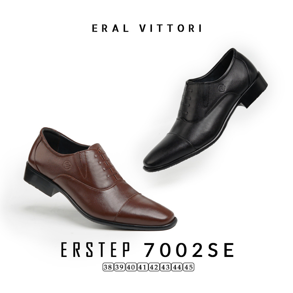 Eral Vittori - Erstep 7002 SE Sepatu Pria Pantofel Formal Oxford Kerja Kantor Hitam Coklat