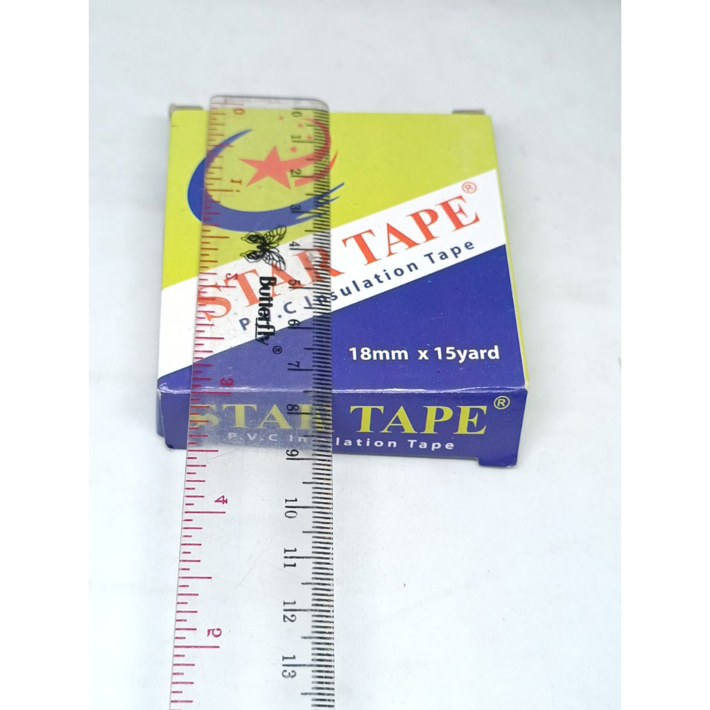 ISOLASI LAKBAN HITAM KECIL KABEL LISTRIK MEREK STAR TAPE 1 KOTAK ISI 1 ROLL