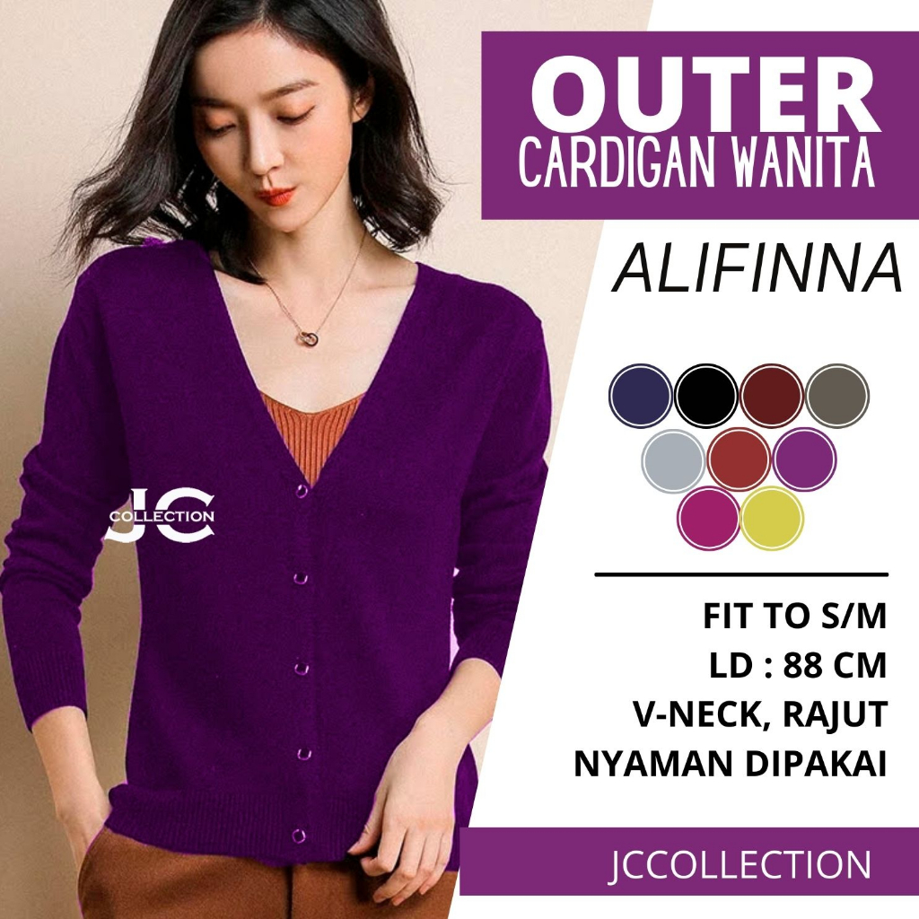 Cardigan Wanita VNeck Alvina All Size fit to S/M - JCCollections