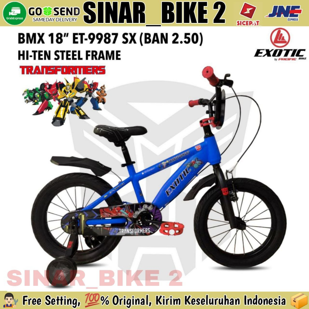 Sepeda Anak Laki Bmx Exotic 9987 Sx Transformers Ukuran 16 &amp; 18 Inch Usia 4-8 Tahun