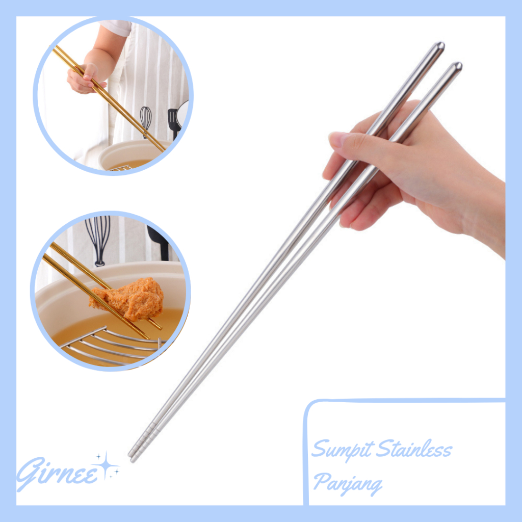 Sumpit Stainless Anti Karat/Alat Makan Sumpit/Sumpit Panjang/Sumpit Masak/Sumpit Makan