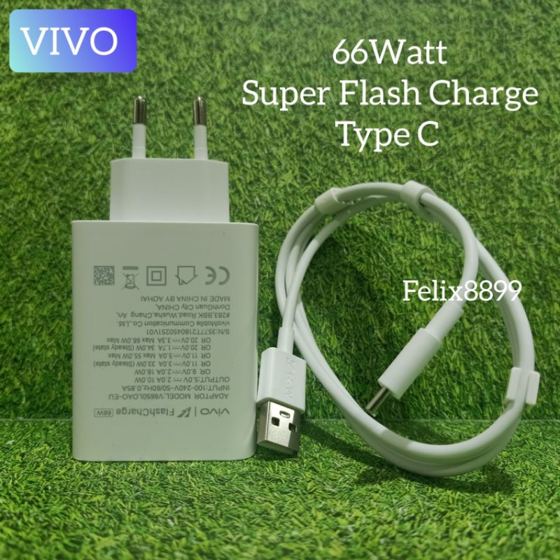 Charger Casan Vivo V25 V27 V27e T1 Pro 5G Original 66W 66 Watt  Super Flash Charge USB Type C