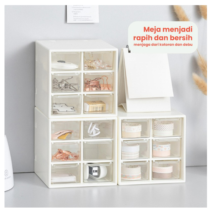 OLINE | Kotak Laci Perhiasan | kotak Aksesoris Mini 9 Sekat | Kotak Penyimpanan Serbaguna Laci mini 