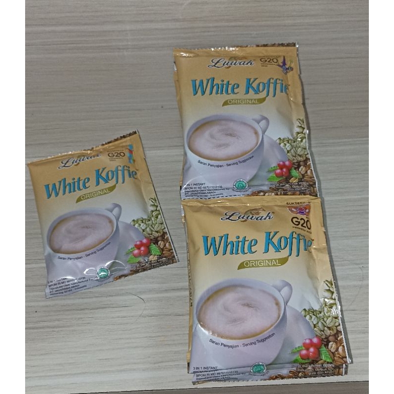 

Kopi LUWAK White coffie 3 in 1 (isi 10sachet)