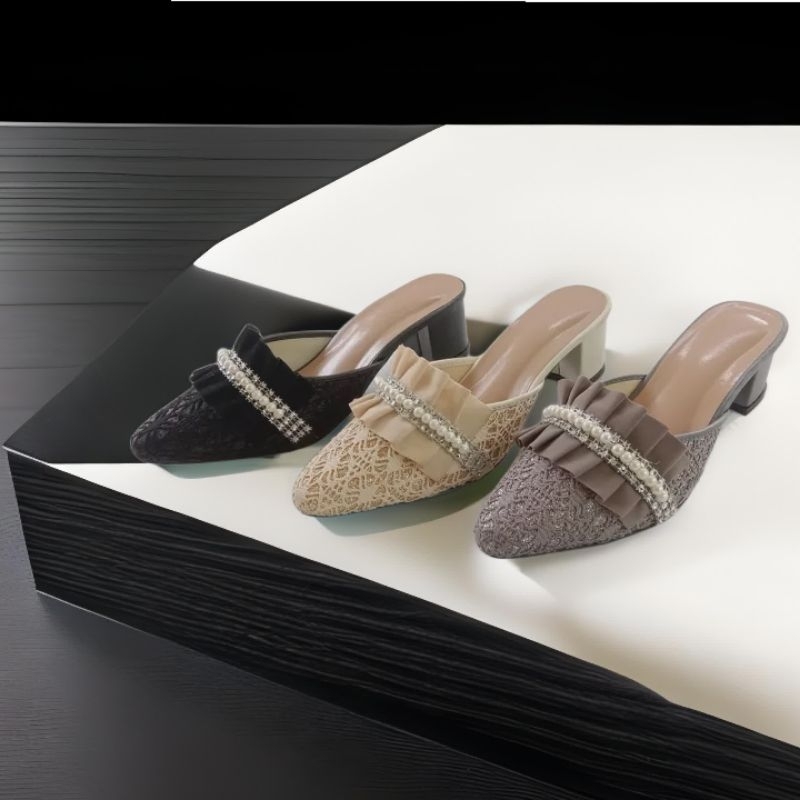 SEPATU CEWE HIGS HELS buat pesta model brukat mutiara hak 5cm