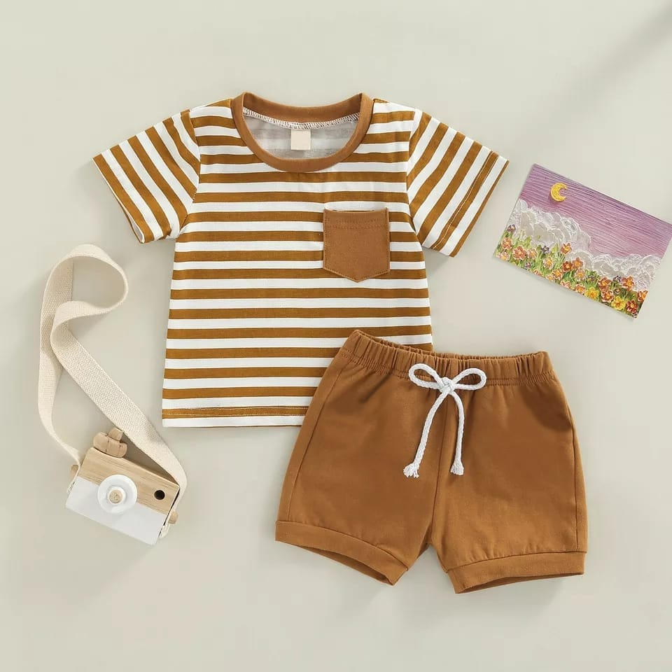 Setelan Anak Summer Stripe - Kaos dan Celana Anak Seri Salur