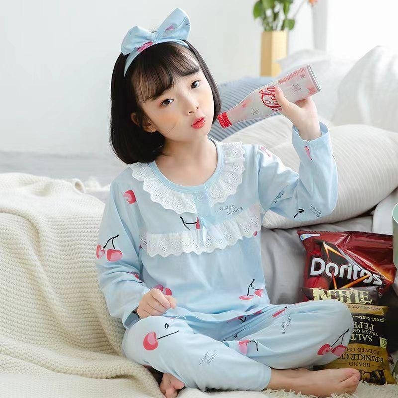Baju tidur anak - Setelan anak panjang Baju celana panjang anak 3-12Tahun Bahan Katun