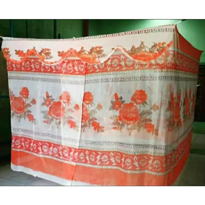 KELAMBU NYAMUK MOTIF BUNGA UKURAN JUMBO 180X200 KELAMBU KOTAK GANTUNG