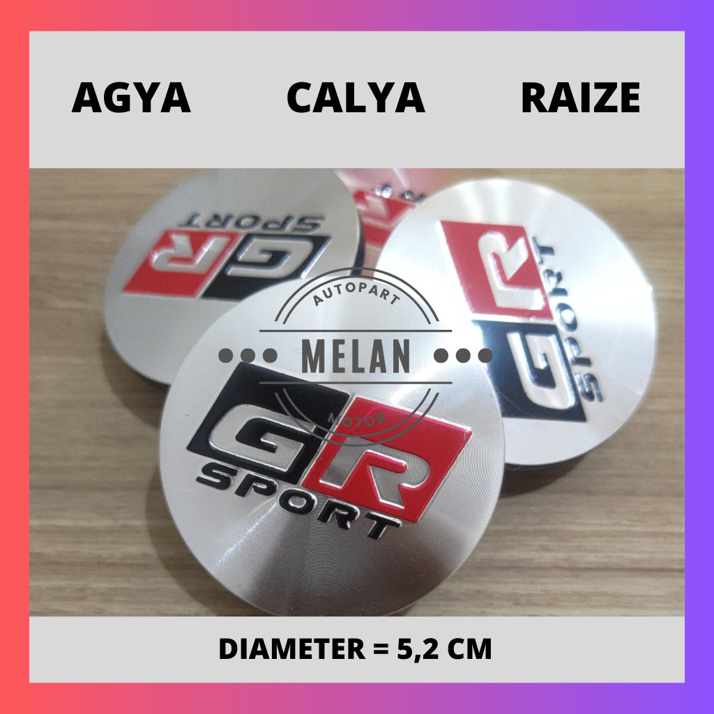 Dop Roda atau Tutup Velg Toyota Agya, Calya, Raize Motif GR Sport Diameter 5,2 CM