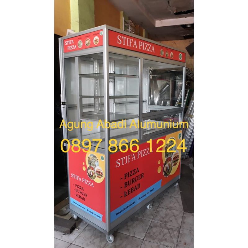 Gerobak Alumunium Burger Kebab Pizza ( Pesanan )