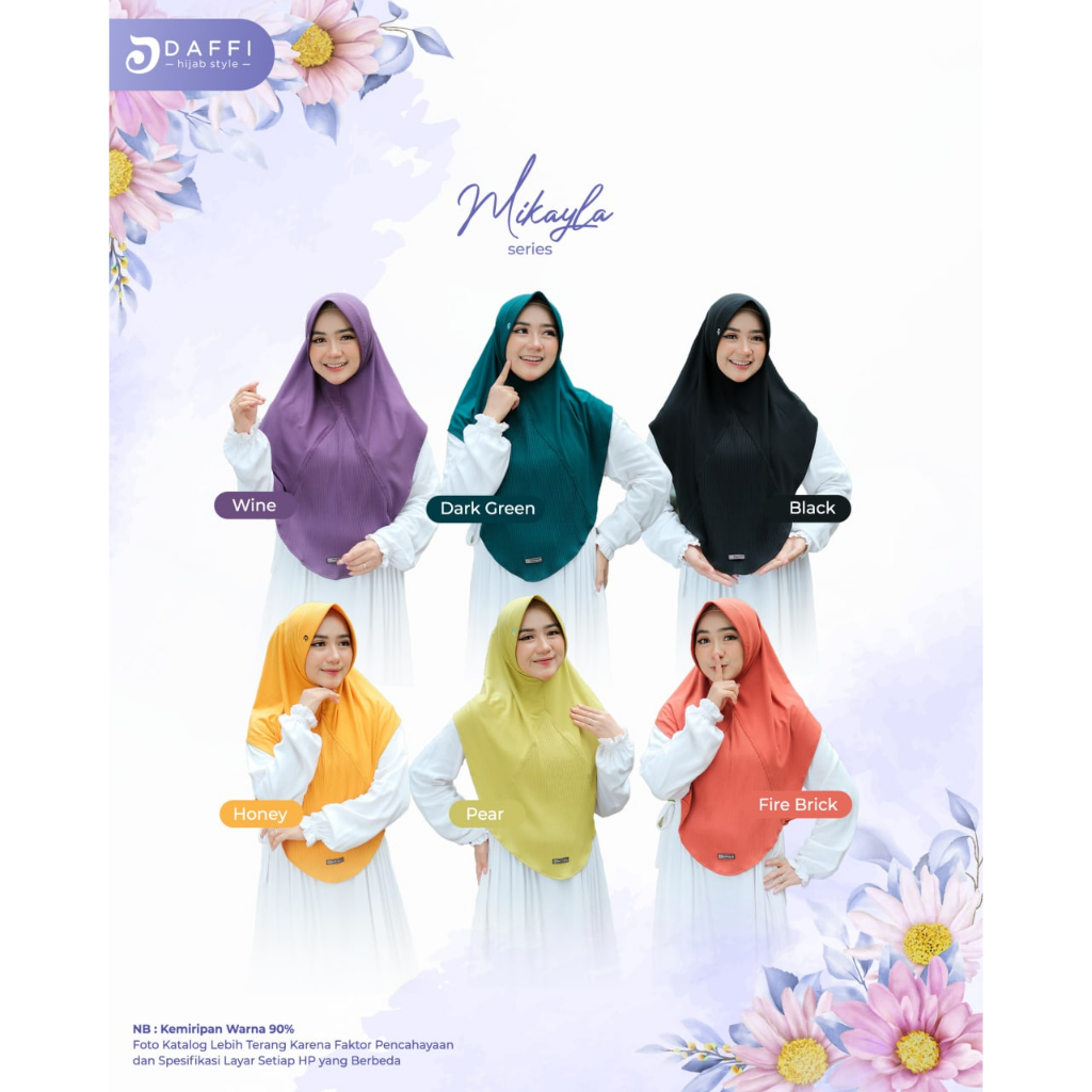 Daffi Hijab Series Mikayla / Warna Kuning / Hijab Instan / Hijab Parfume Mix Plisket