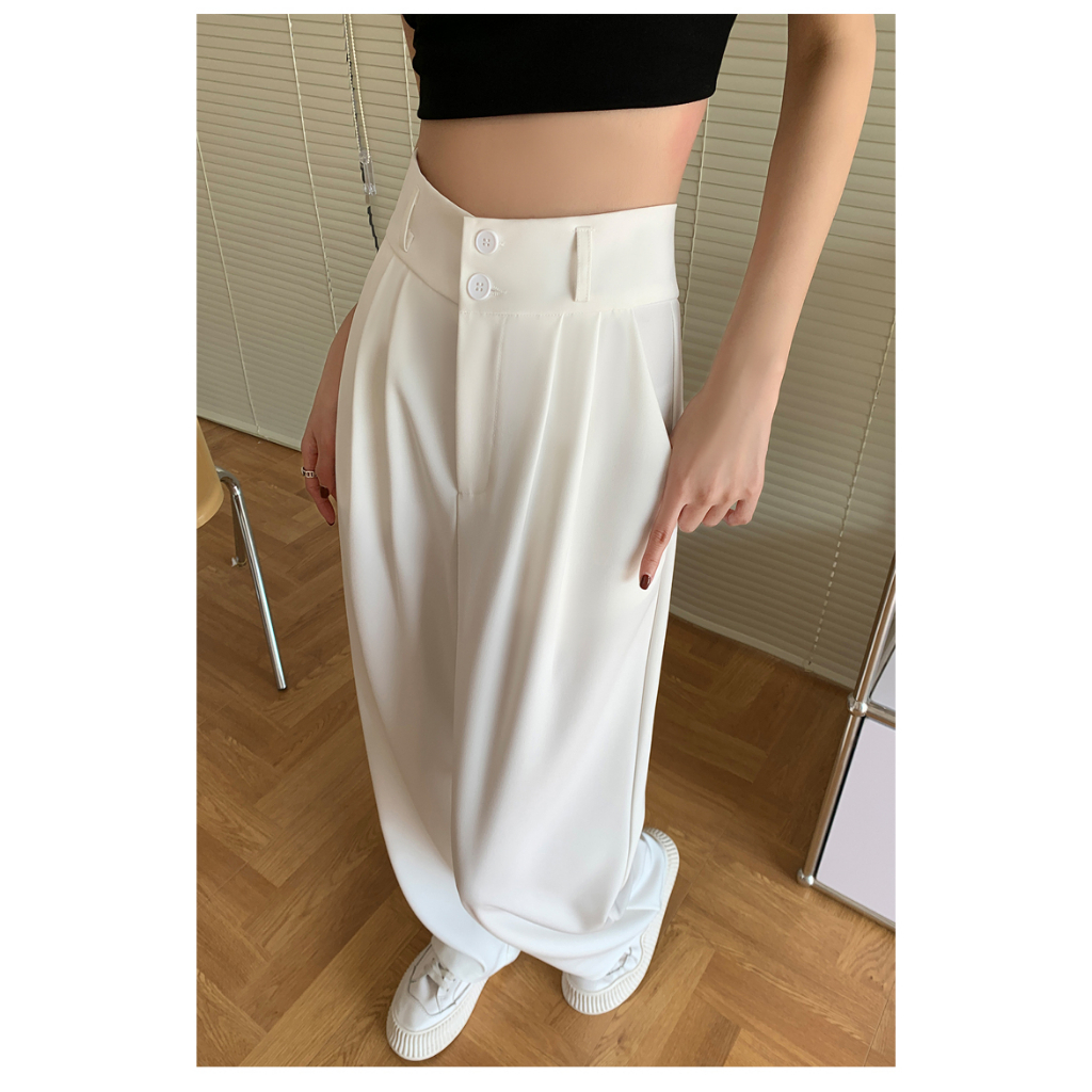 kulot kekinian wanita highwaist premium straight loose causual import celana kulot hitam