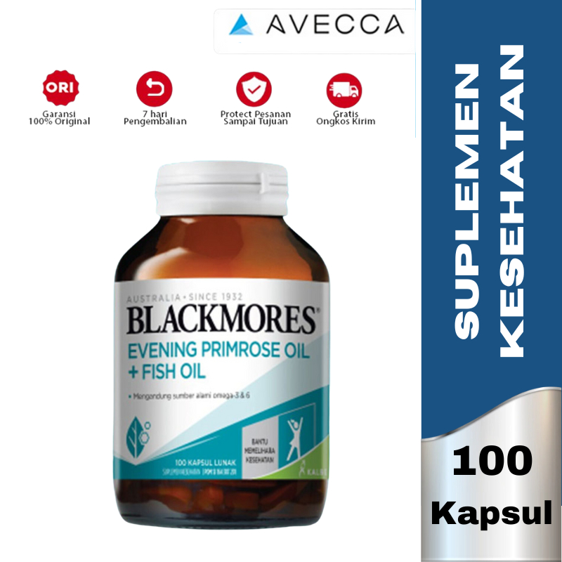 BLACKMORES EVENING PRIMEROSE OIL + FISH OIL 100 CAPSULES / PMS /MENOPAUSE /MINYAK IKAN / OMEGA