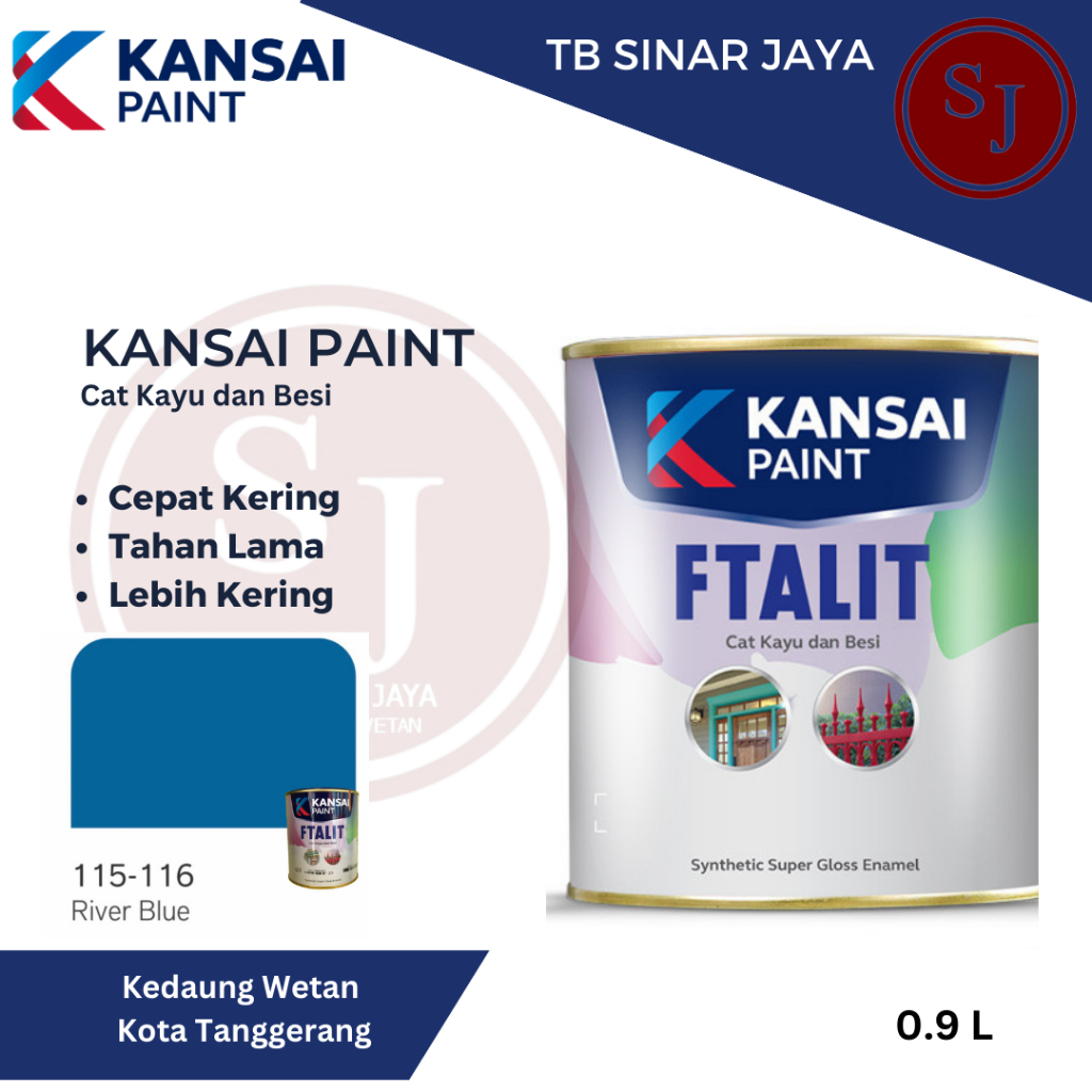 Cat Kayu dan Besi Kansai Paint Ftalit Warna Glos 1KG 115 - 116 River Blue