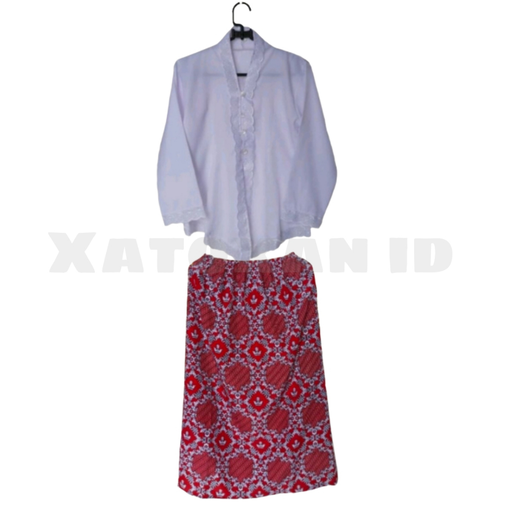 Setelan Kebaya Anak Putih Merah Seragam Sekolah TK SD Pakaian Baju Adat Perempuan Sunda Encim