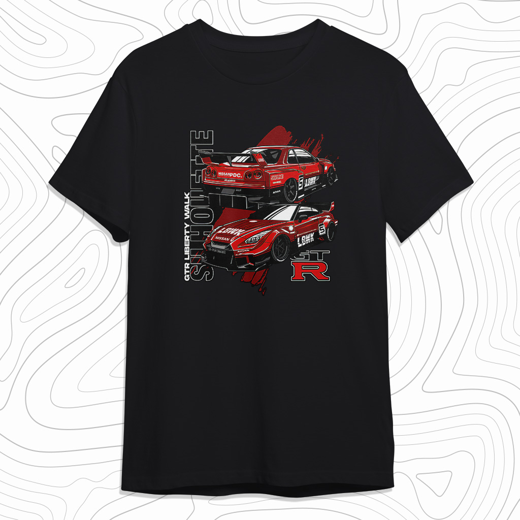 Kaos Distro NISSAN R35 GT3 GTR LIBERTY WALK LBWK T-Shirt OTOMOTIF