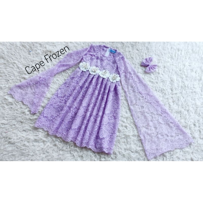 DRES CAPE FROZEN/DRES ANAK PEREMPUAN/DRES ANAK BROKAT/BAJU ANAK NEWBORN/PROPERTI FOTO/DRES ANAK BROK