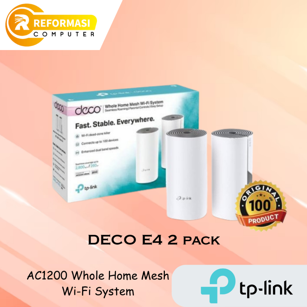 TP-Link Deco E4 - 2 Pack AC1200 Whole Home Mesh Wi-Fi System DECOE4 TPLink - 2