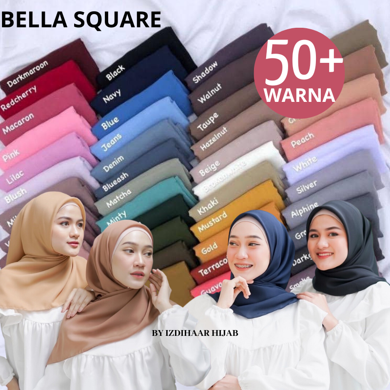 [COD] Hijab Bella Square ''Full Warna'' Kerudung Segiempat Bela Square Polos Anti Letoy -Hijab Segiempat Neci Rapih Polos Varian warna Terlengkap